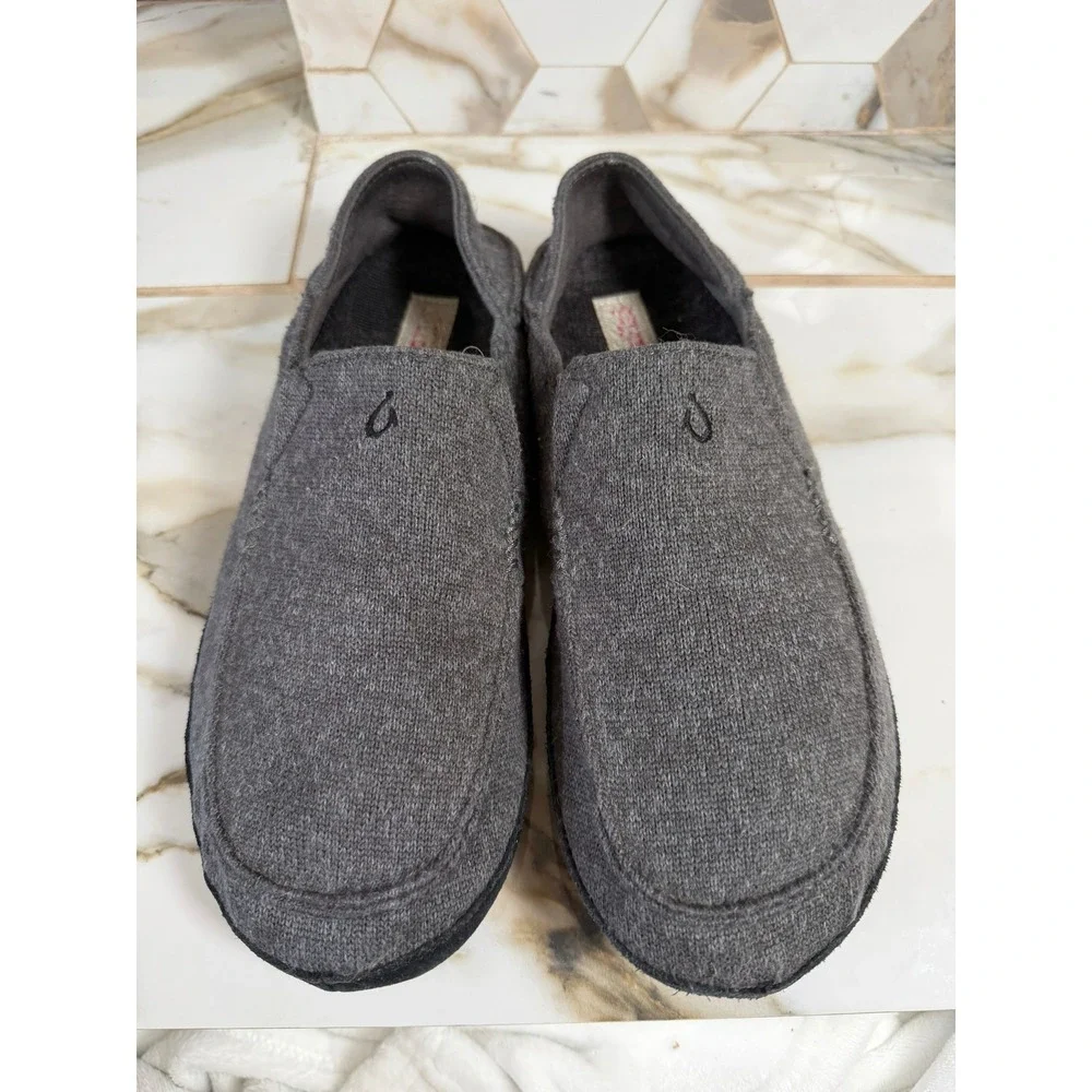 Olukai Moloa Hulu Loafers Men 11 Grey Heathered Wool Blend Slip On 10411-6C6C